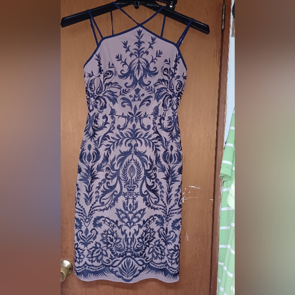 Women's BCBGMaxazria Purple, Embroidered, knee length dress